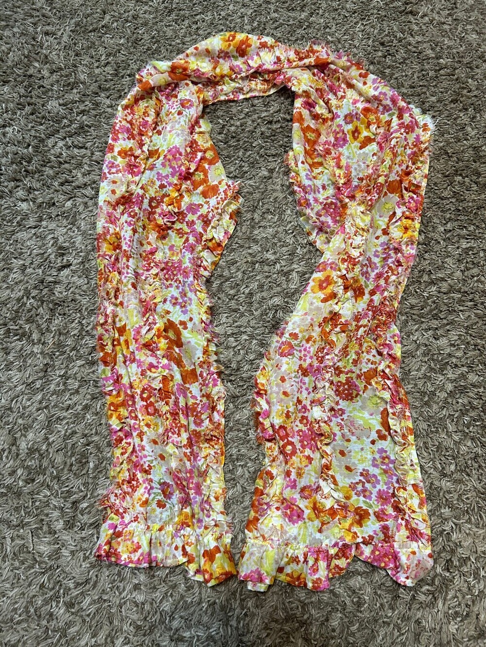 Echo Floral Lightweight Scarf with Frayed Edges
